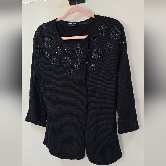 Giorgio Armani Black Floral Embellished Blouse - Picture 4 of 13